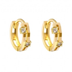 14K double gold zircon earrings