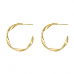 18k gold plain hoop twist earrings