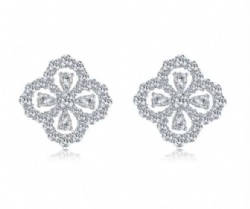 925 silver earring flower earring 5A clear zircon